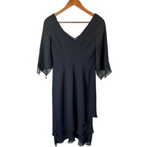 Evan Picone Black Petite Formal Wedding Sheer Sleeve Dress size 4